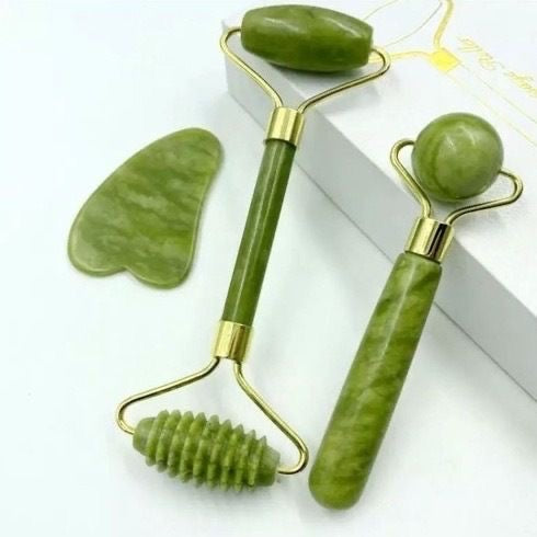 Lot de 3 rouleaux de jade- Soin visage naturel