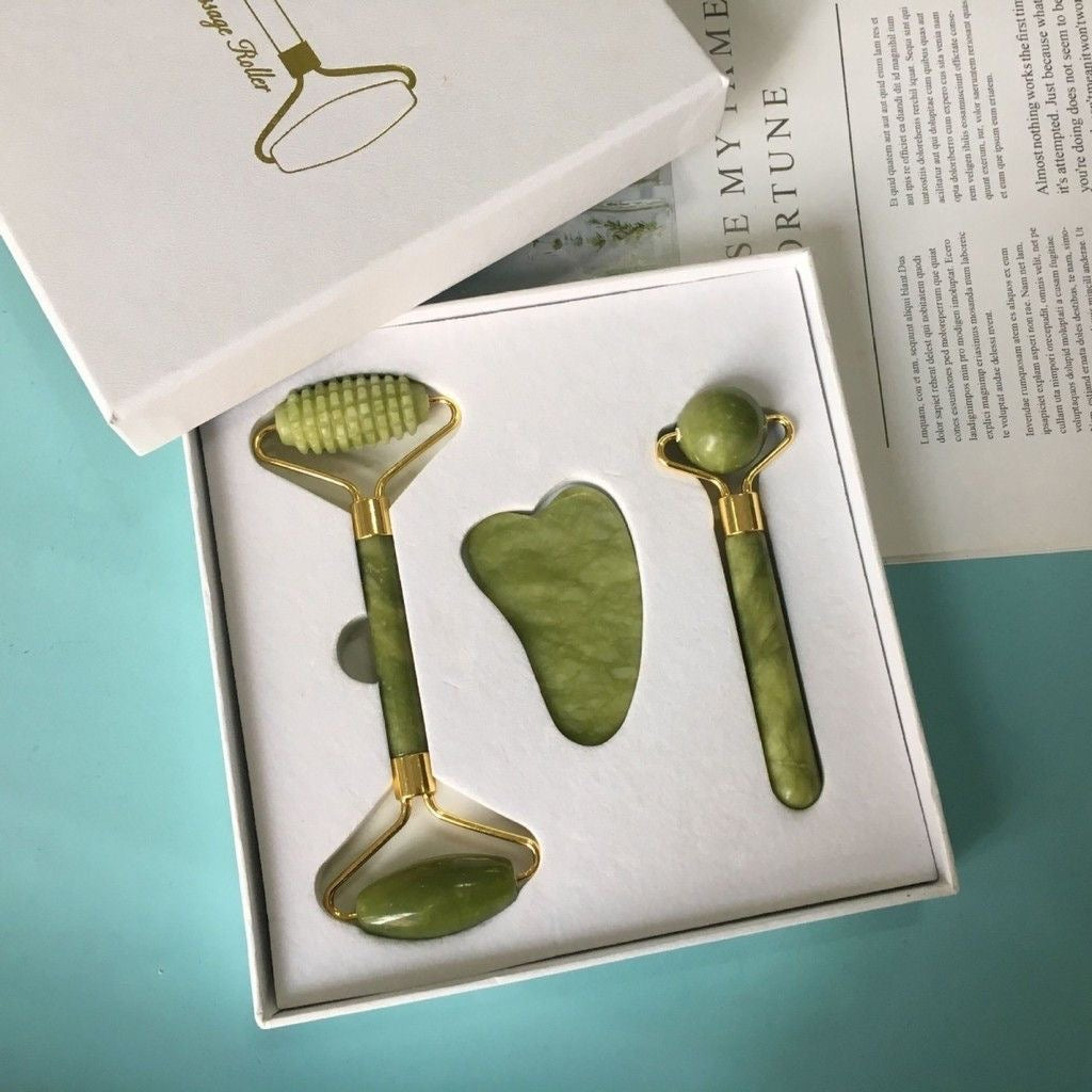 Lot de 3 rouleaux de jade- Soin visage naturel