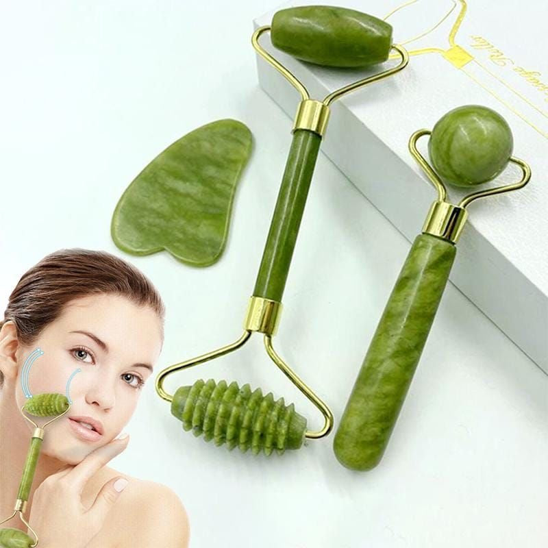 Lot de 3 rouleaux de jade- Soin visage naturel